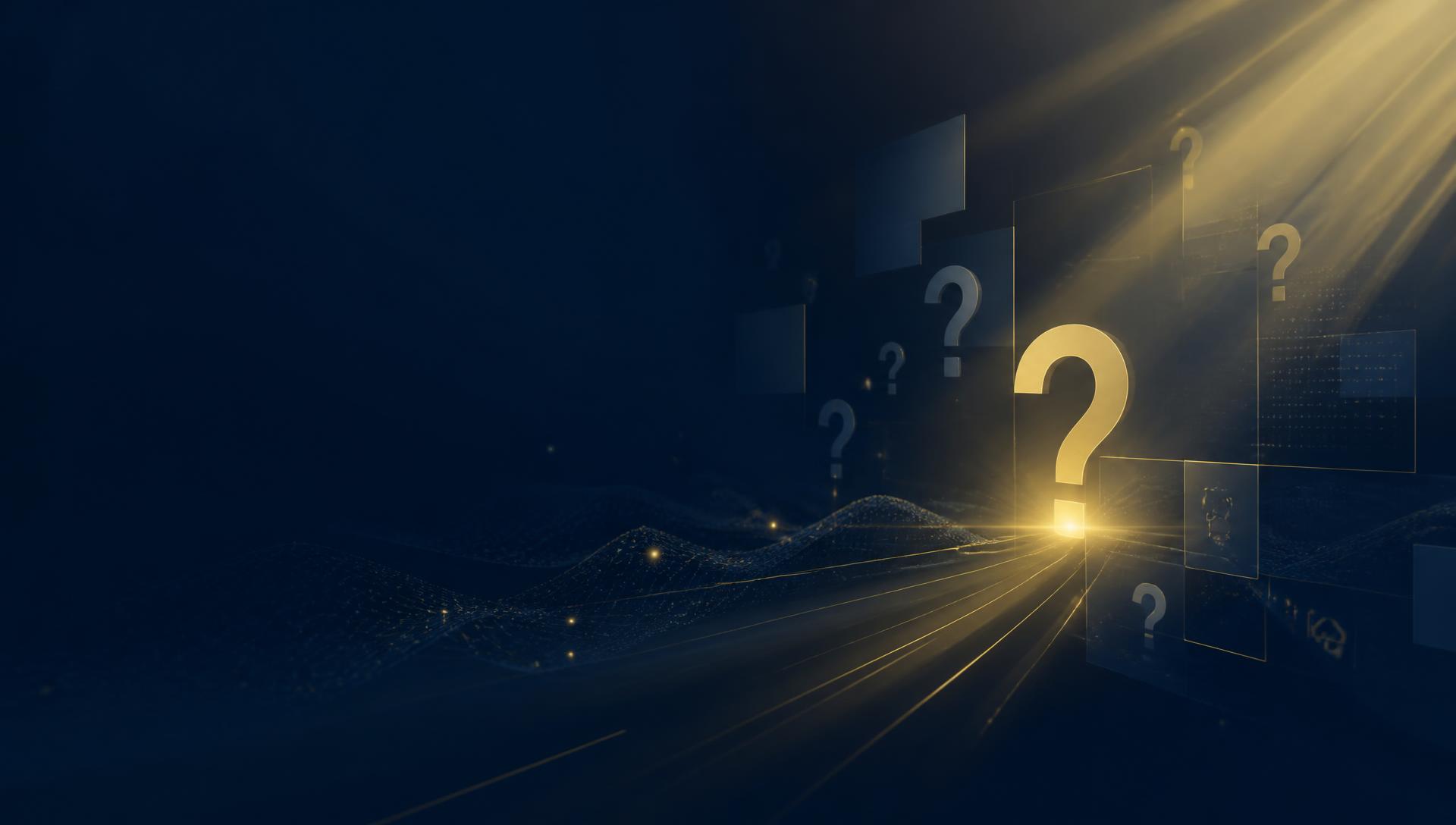 Abstract visualization of questions, answers, and business solutions